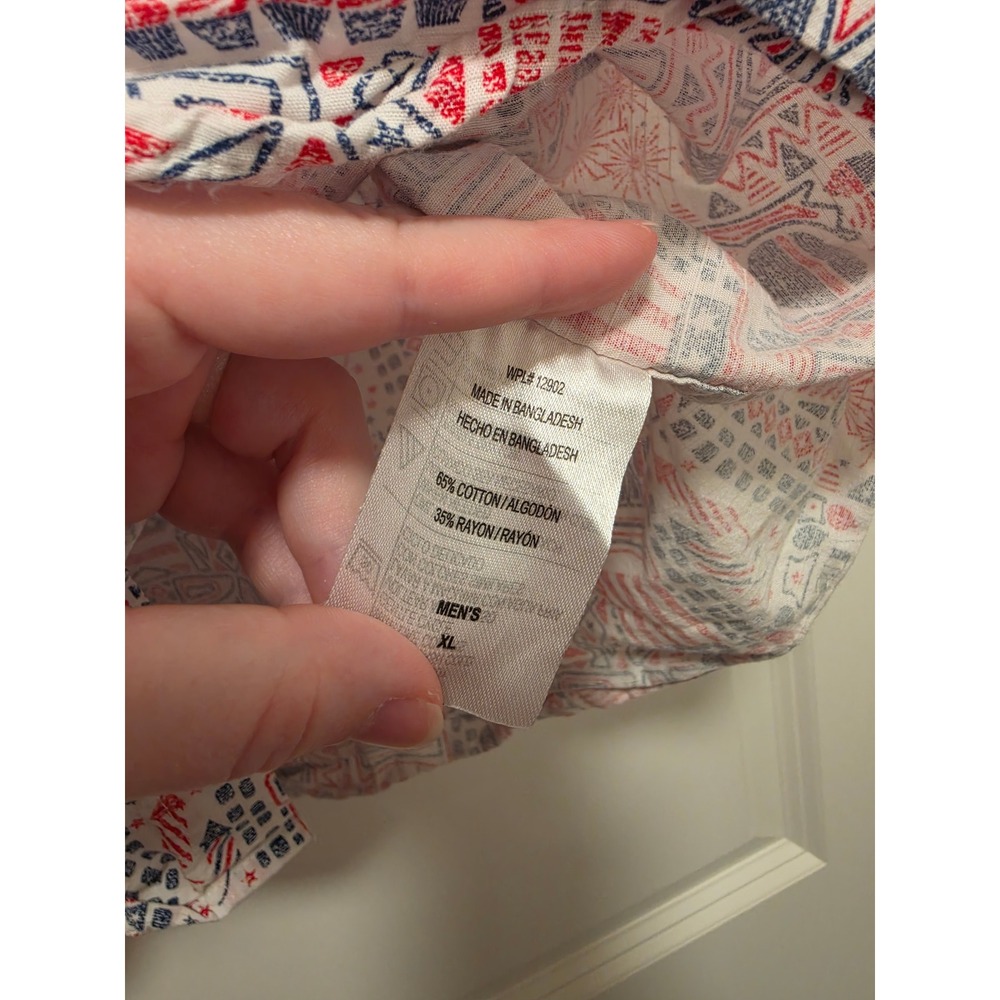 Oliver & Burke Mens XL Short Sleeve Button Down Shirt Americana USA BBQ Print - Picture 4 of 5